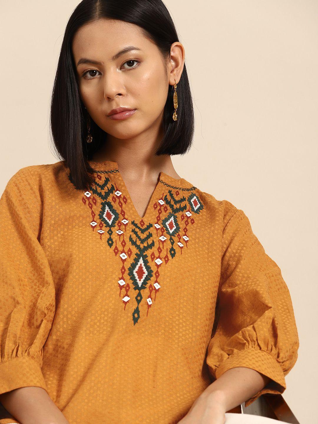 all about you embroidered ethnic cotton top