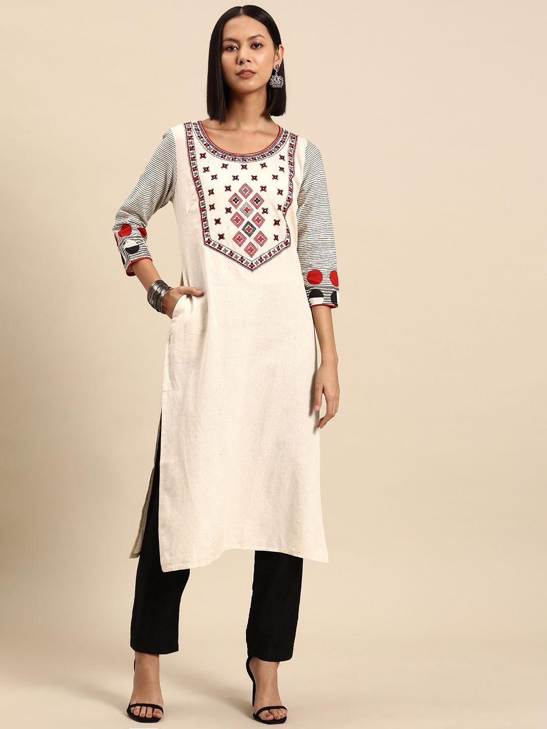 all about you ethnic motifs embroidered thread work indie prints kurta