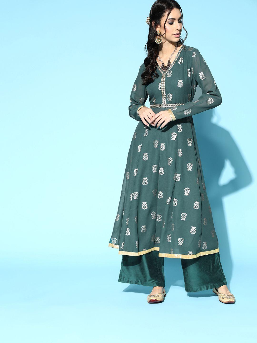 all about you ethnic motifs polyester kurta set