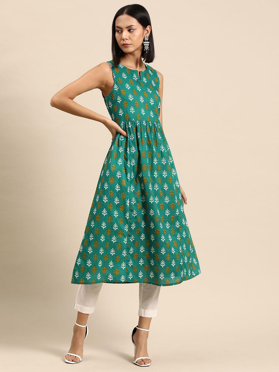 all about you ethnic motifs print cotton a-line sleeveless kurta