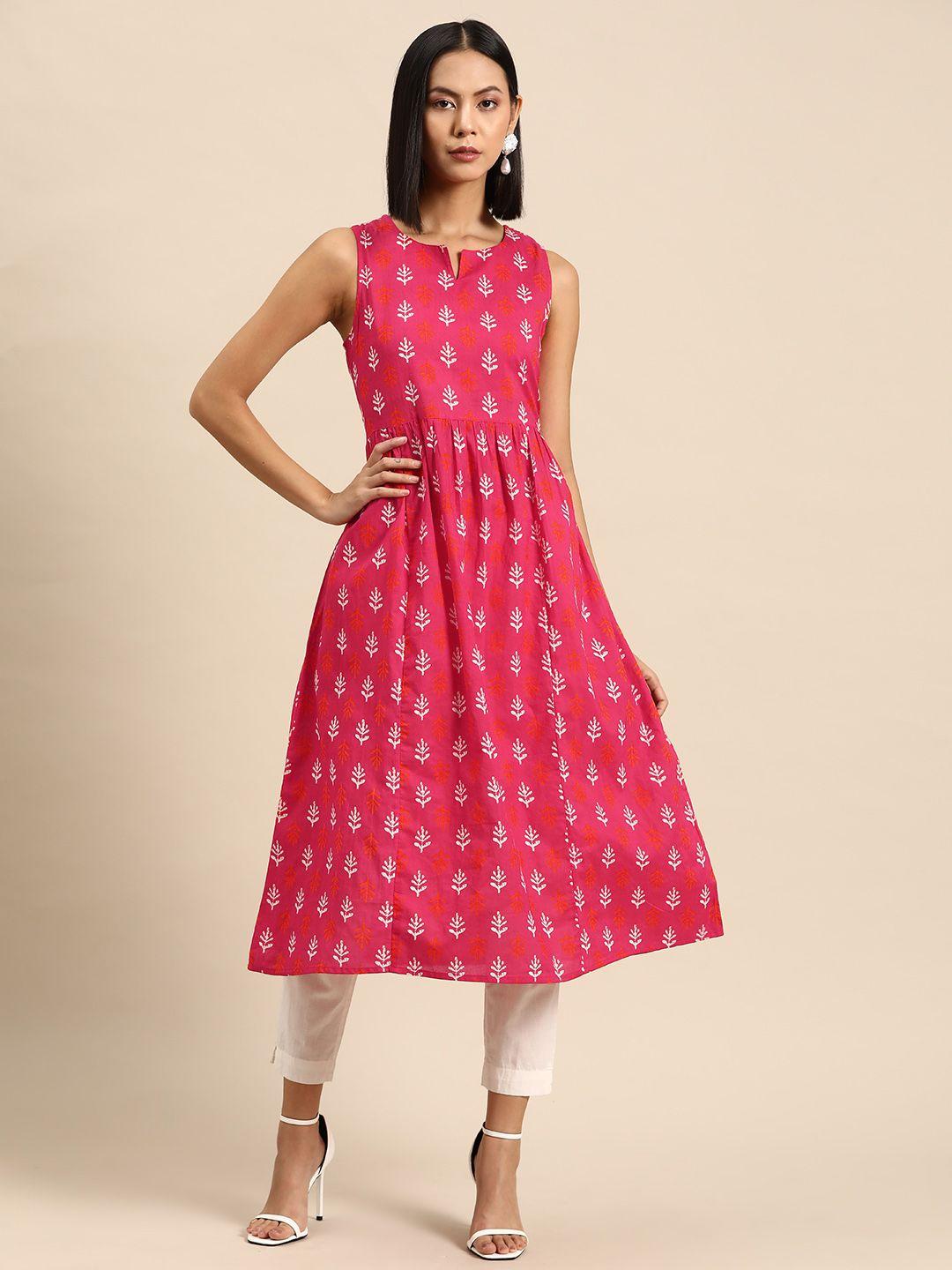 all about you ethnic motifs print cotton a-line sleeveless kurta