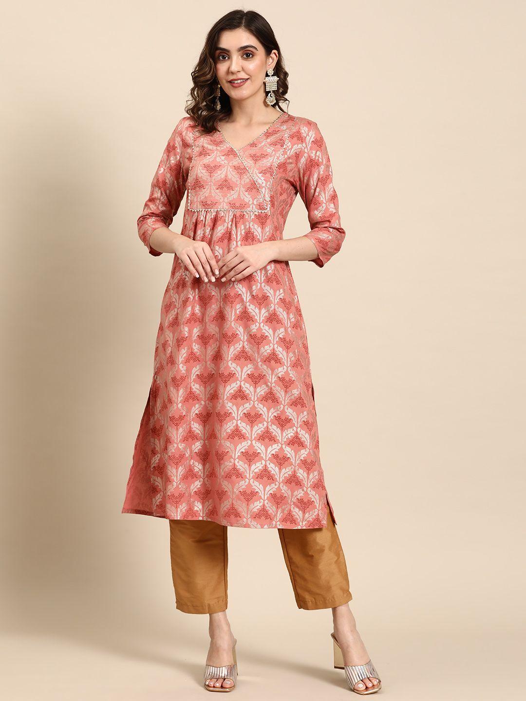 all about you ethnic motifs printed gotta patti detail a-line kurta