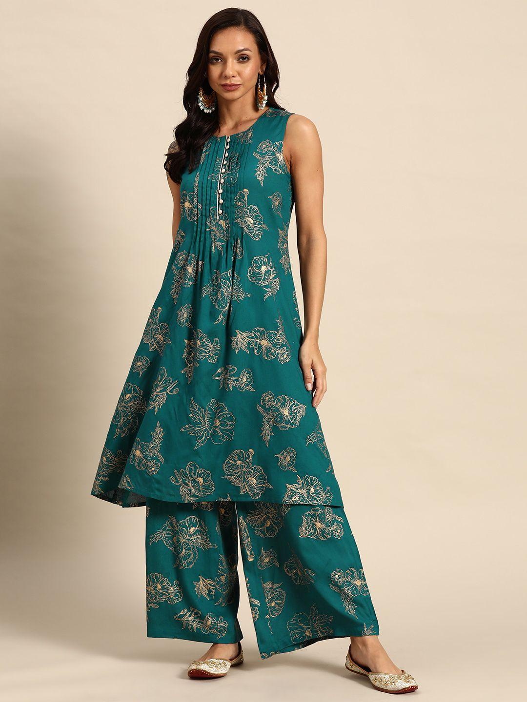 all about you ethnic motifs printed kurta with palazzos