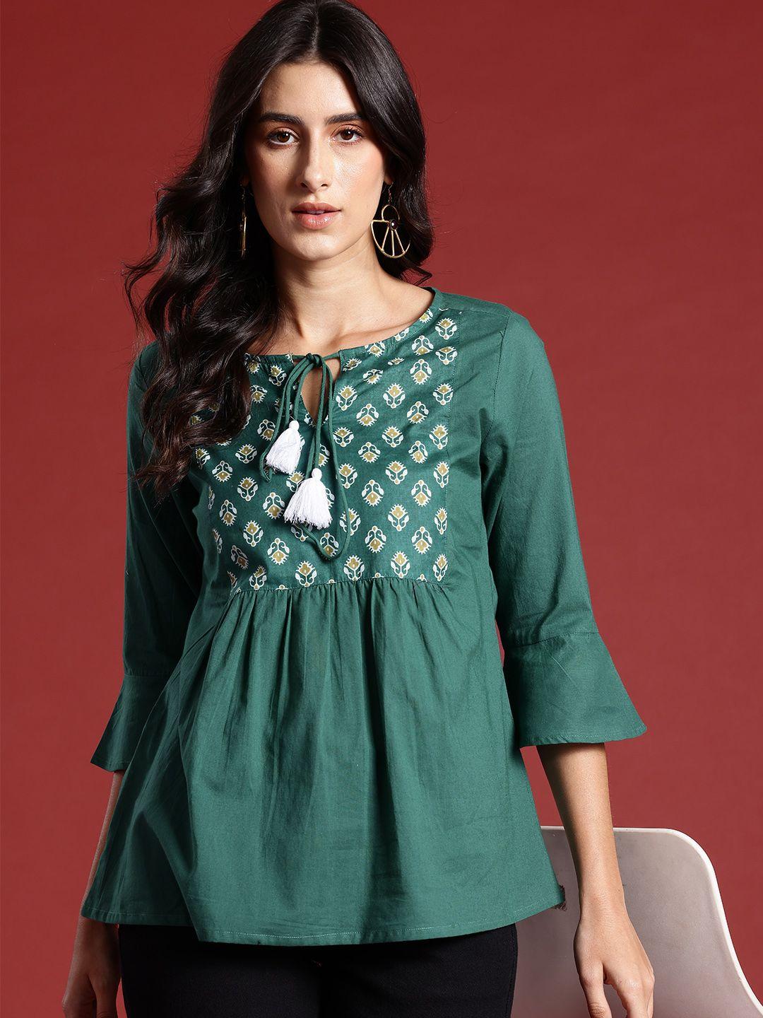 all about you ethnic motifs printed pleated kurti
