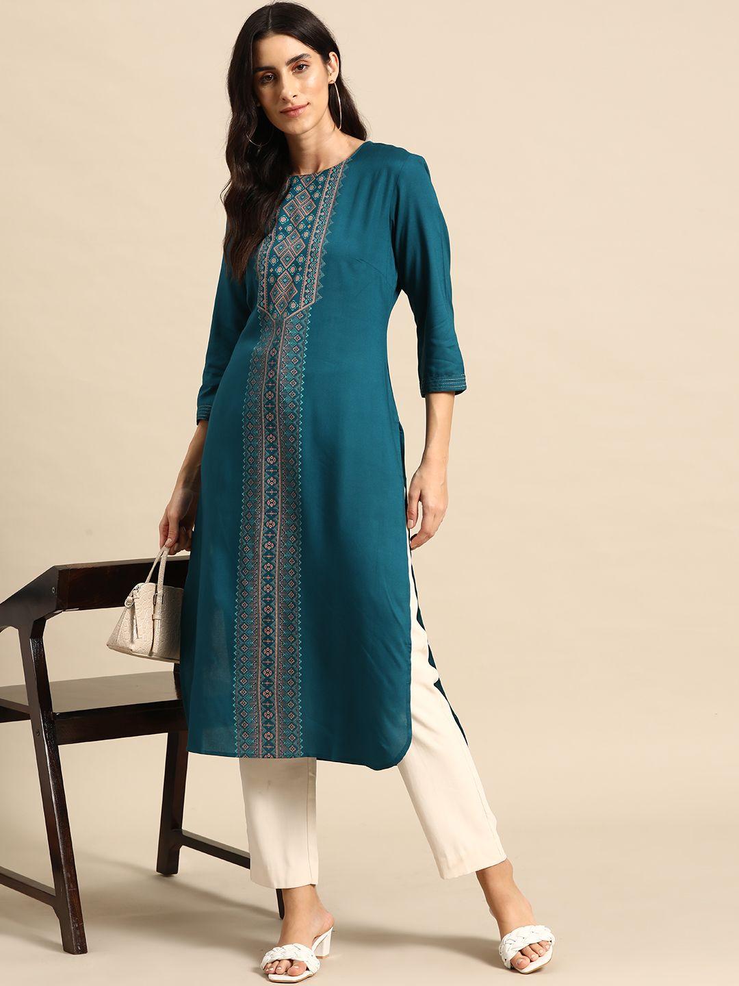 all about you ethnic motifs printed straight kurta