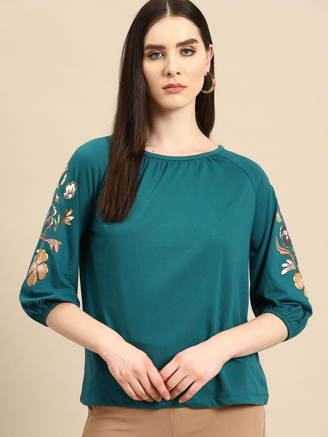 all about you floral detail puff sleeve top