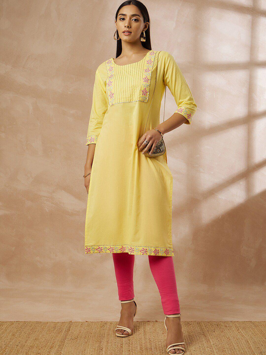 all about you floral embellished gotta patti pure cotton kurta