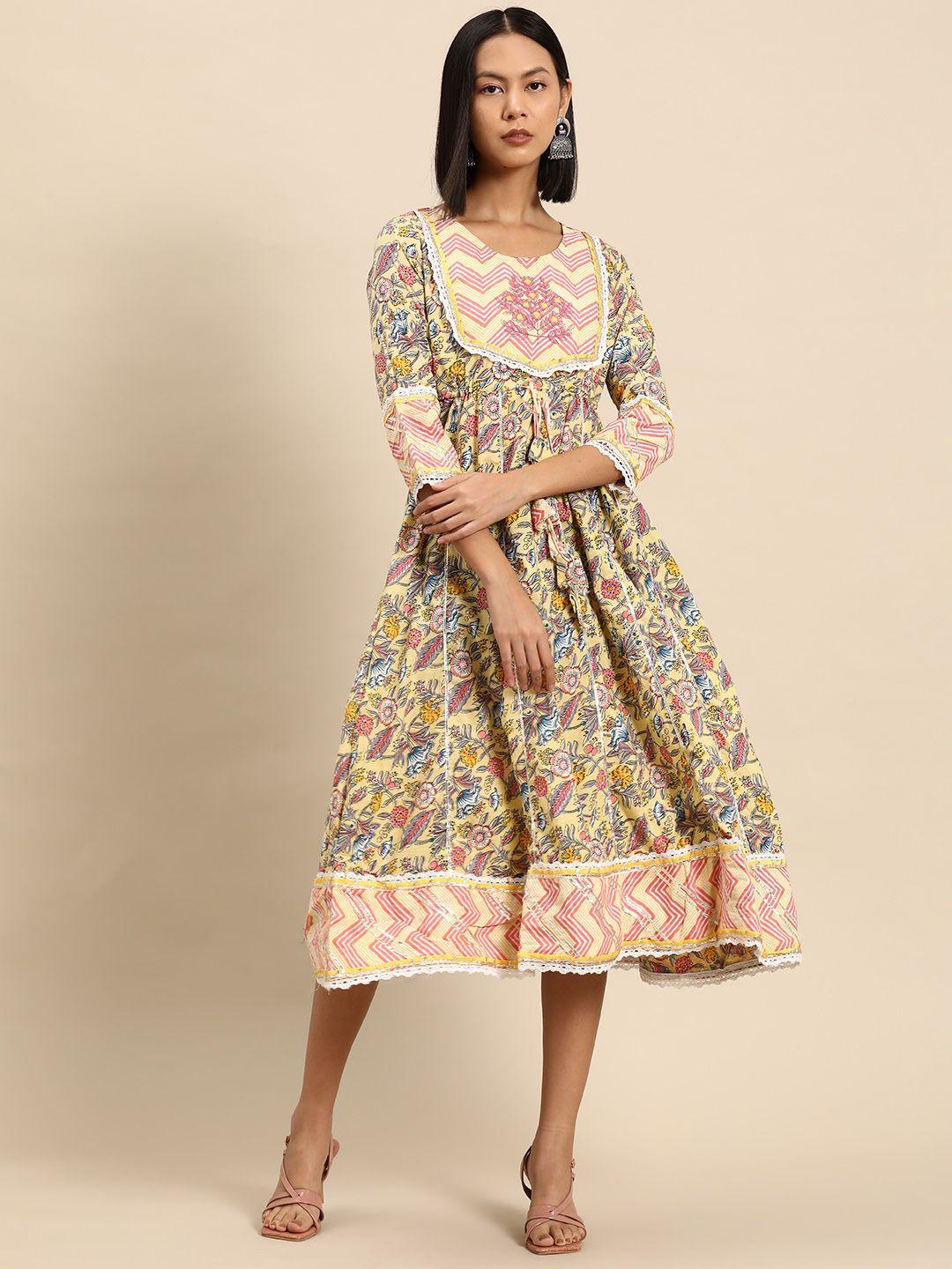 all about you floral print cotton empire midi dress