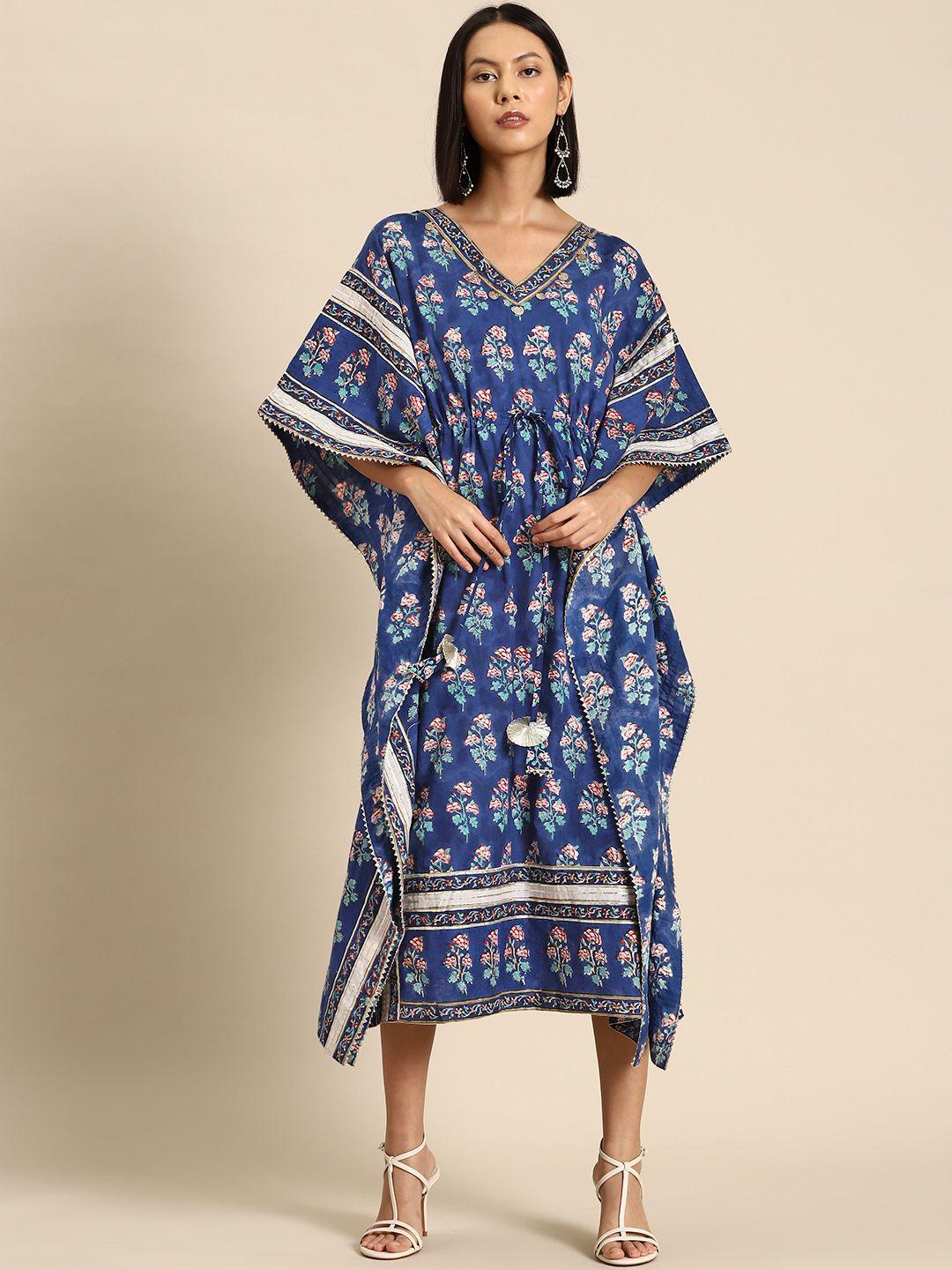 all about you floral print flared sleeve kaftan midi dress