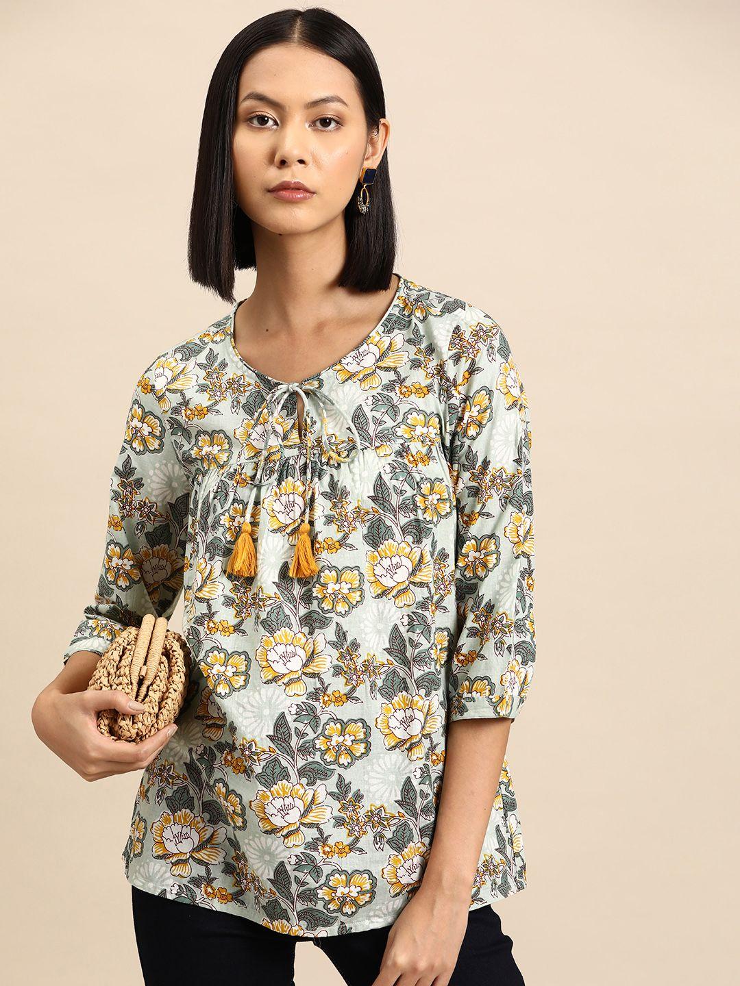 all about you floral print pleated kurti