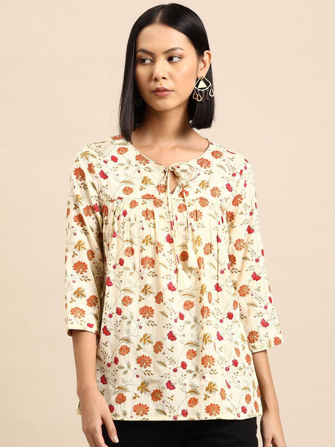 all about you floral print pleated kurti