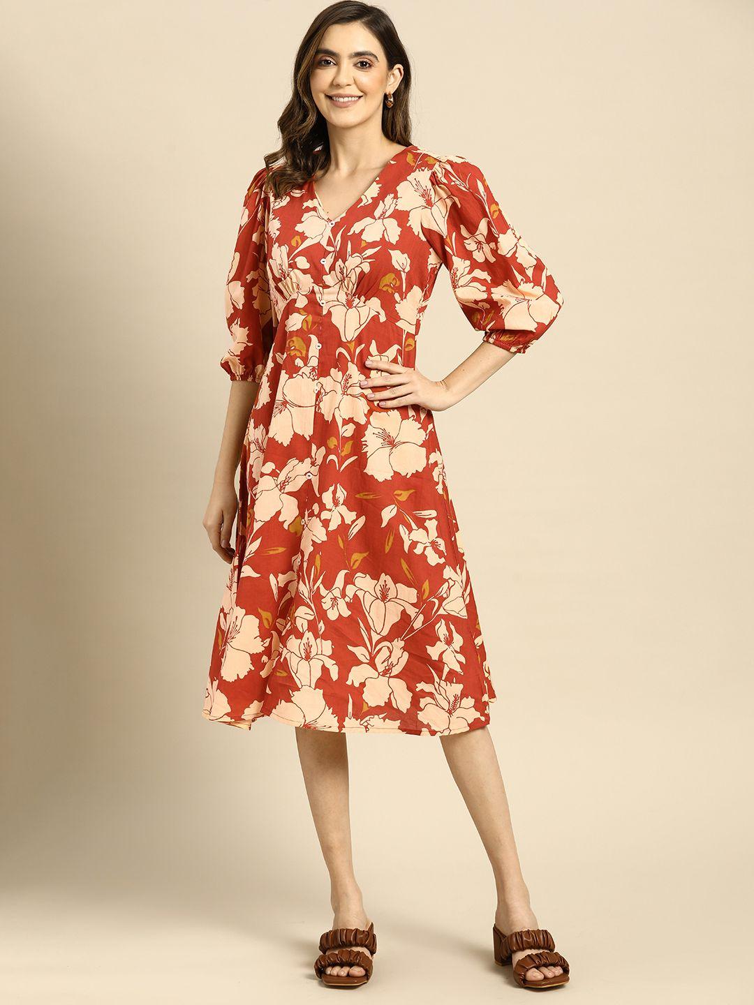 all about you floral printed pure cotton a-line dress