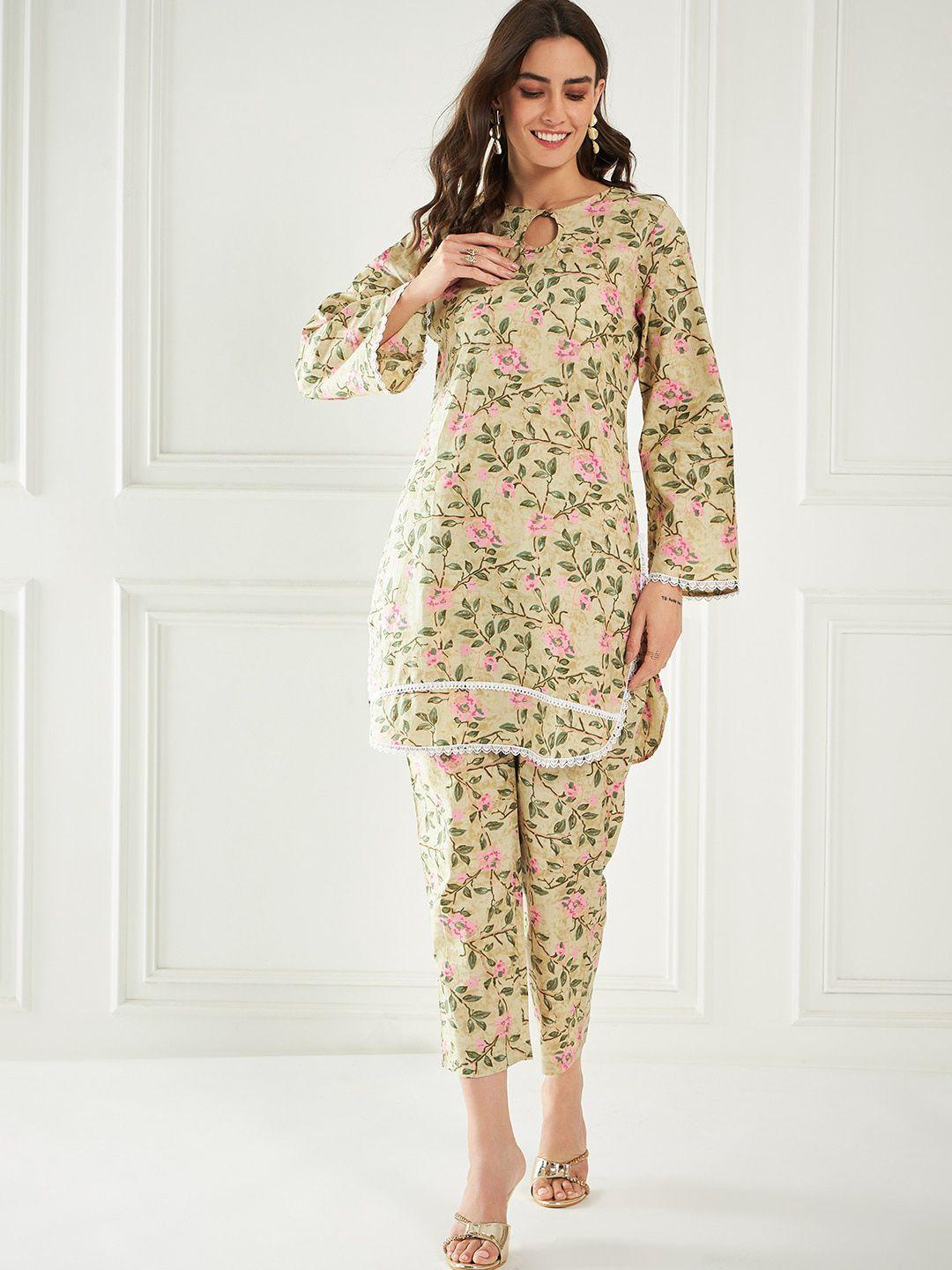 all about you floral printed pure cotton tunic & trousers