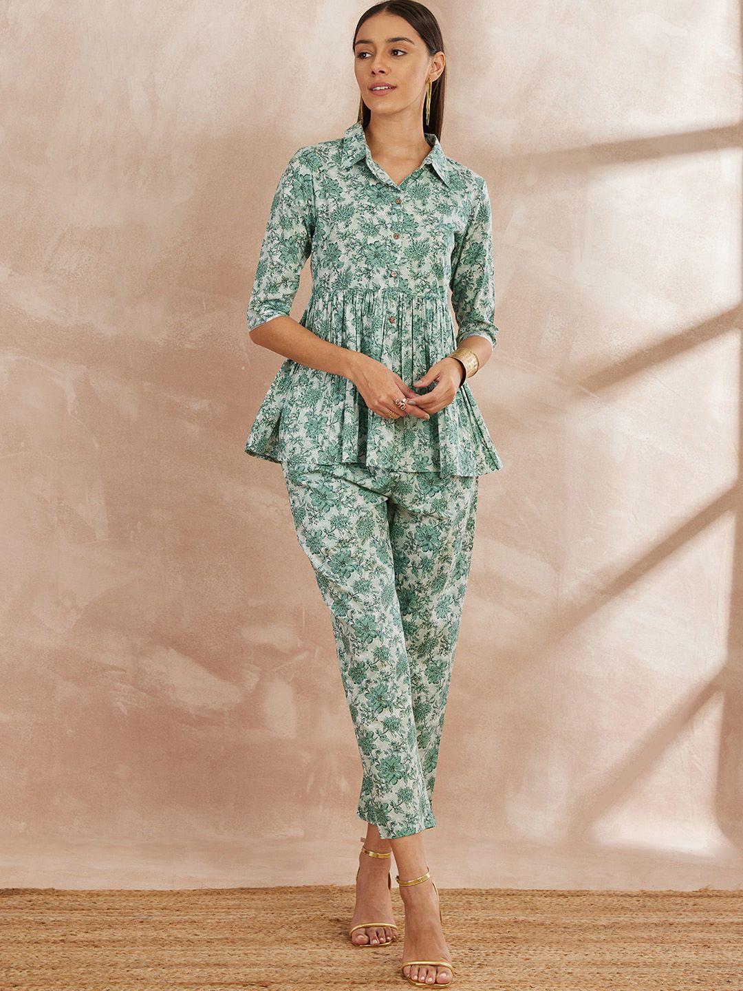 all about you floral printed pure cotton tunic with trouser co-ords