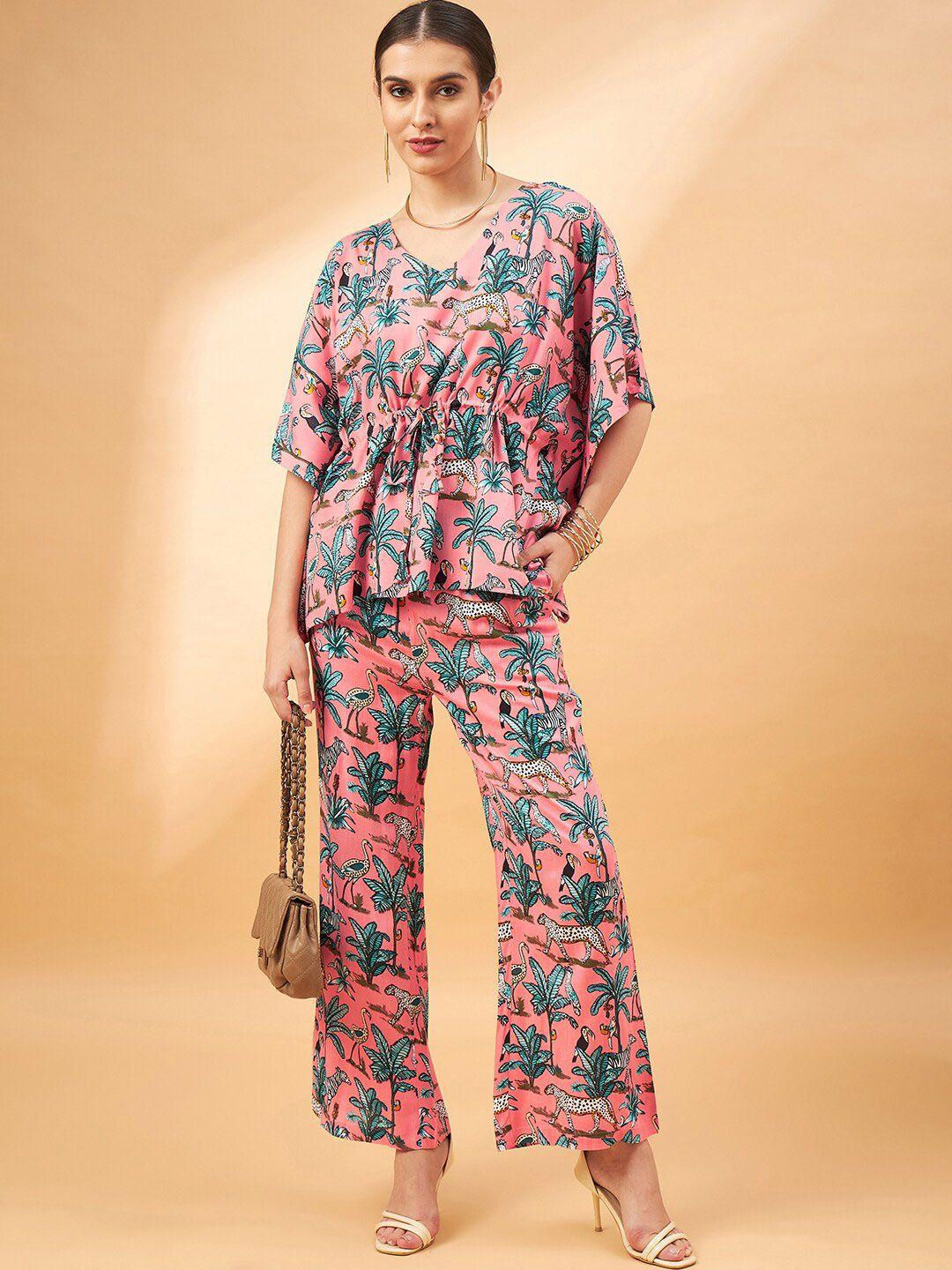 all about you floral printed top with trousers