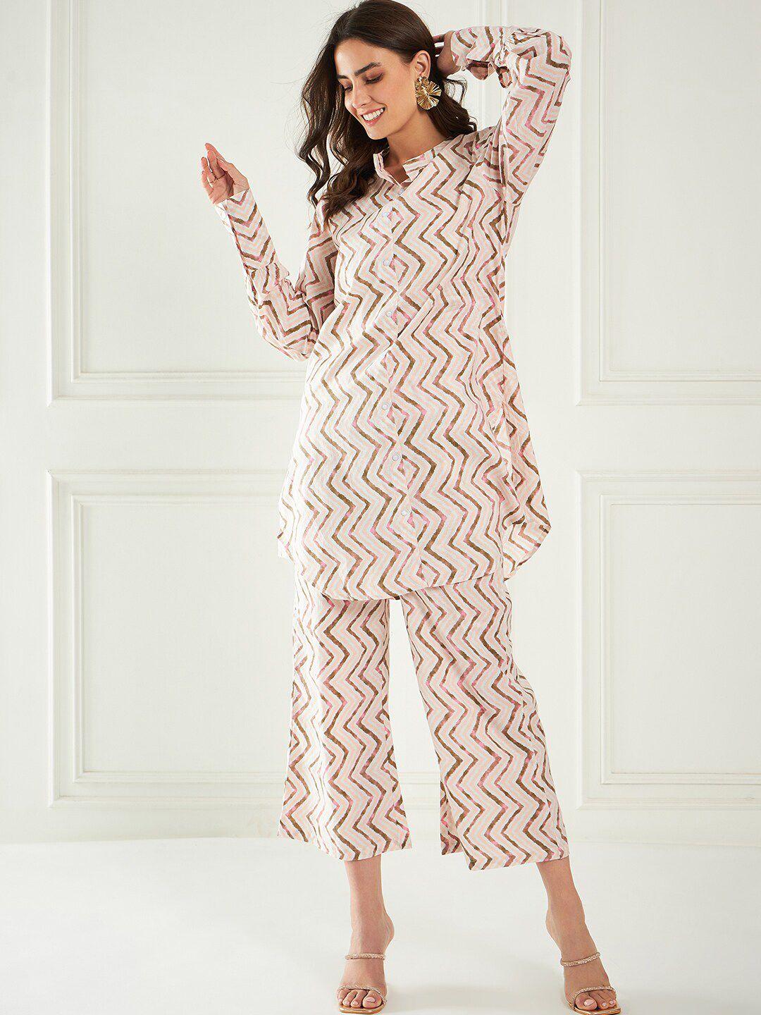 all about you geometric printed pure cotton tunic with trousers co-ords