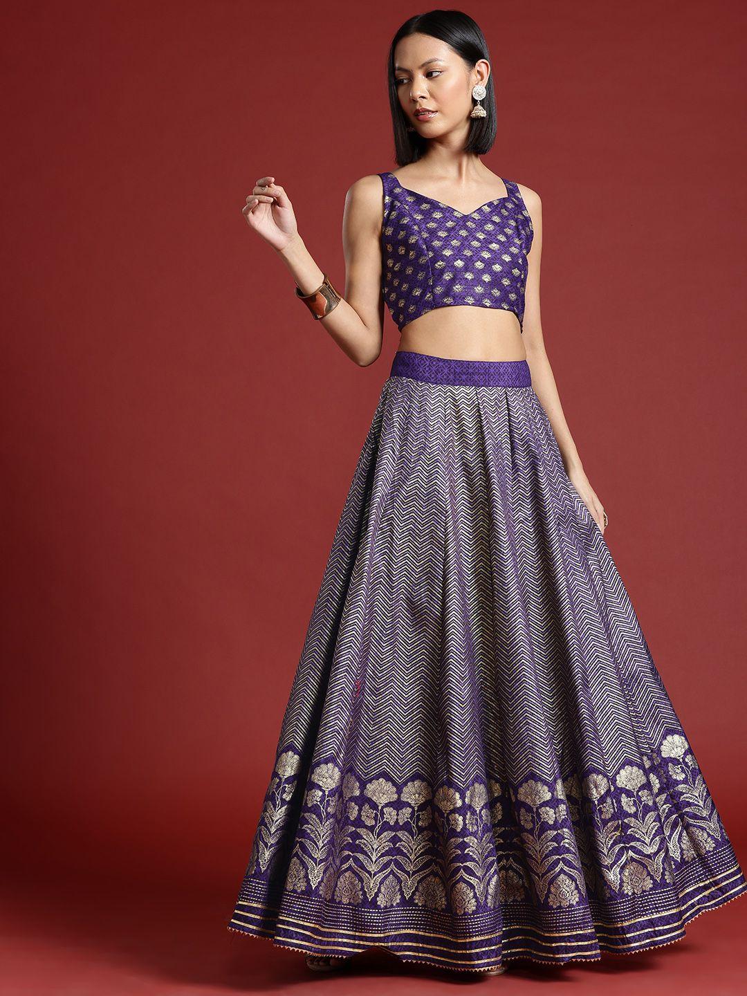 all about you gotta-patti detailed ethnic printed ready to wear lehenga & choli set