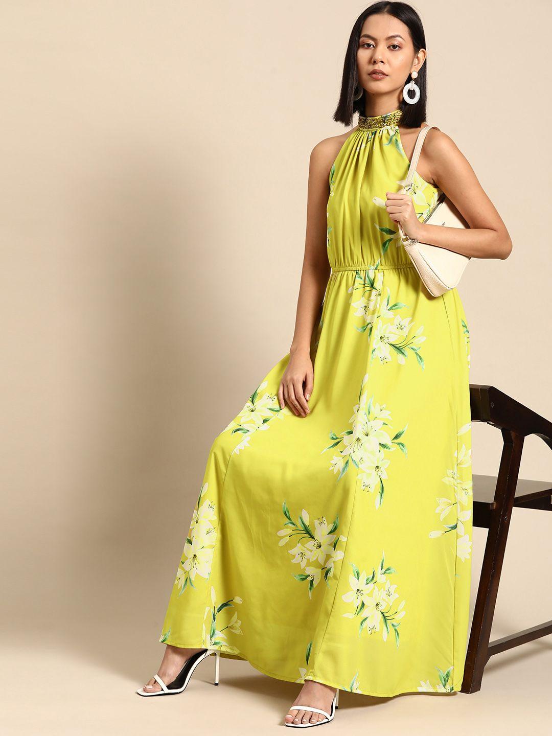 all about you halter neck floral printed maxi dress