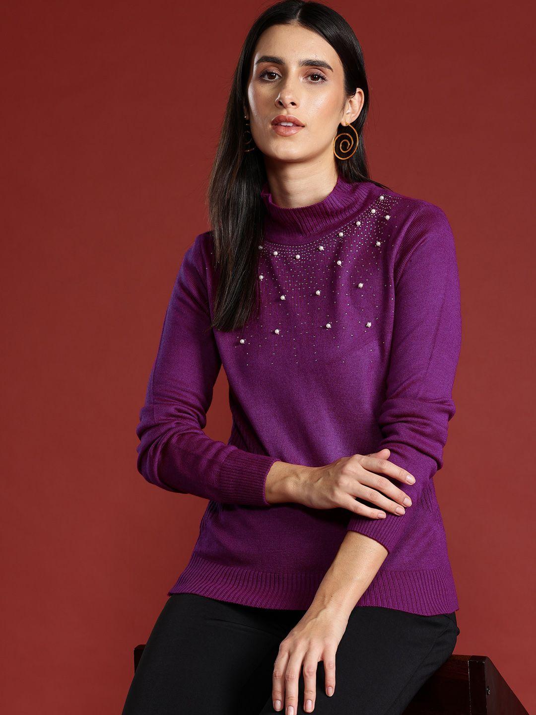 all about you high neck embellished pullover