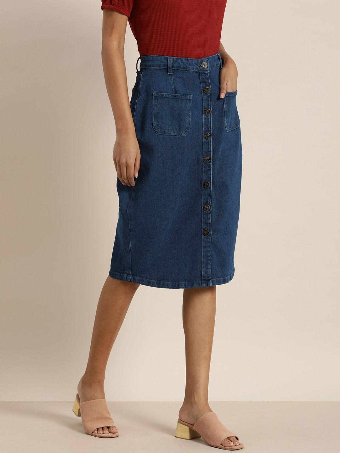 all about you indigo high-rise clean look skirt