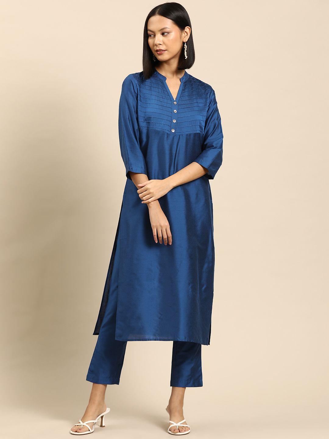 all about you mandarin collar kurta with trousers