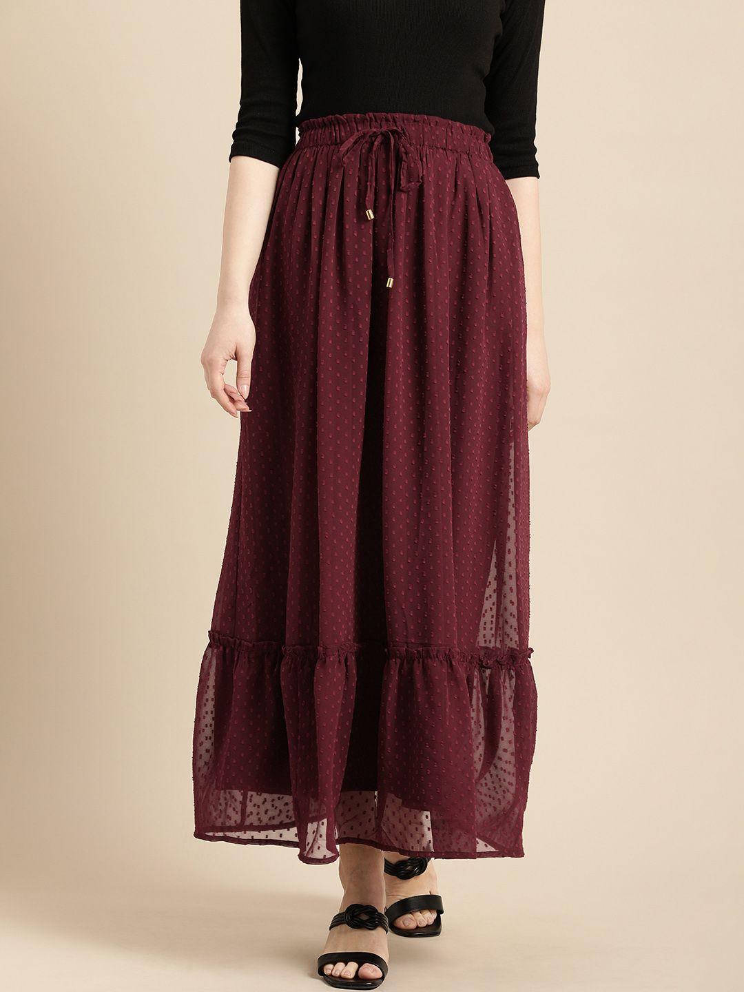 all about you maroon tiered maxi skirt