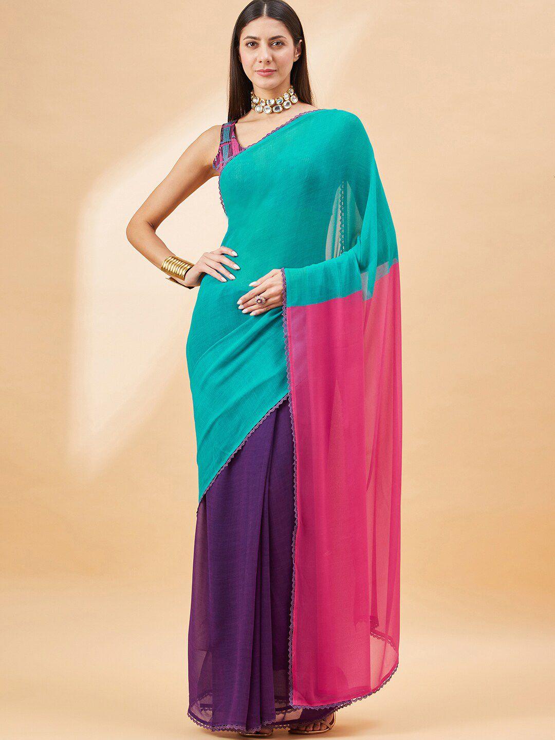 all about you multicoloured pure georgette saree