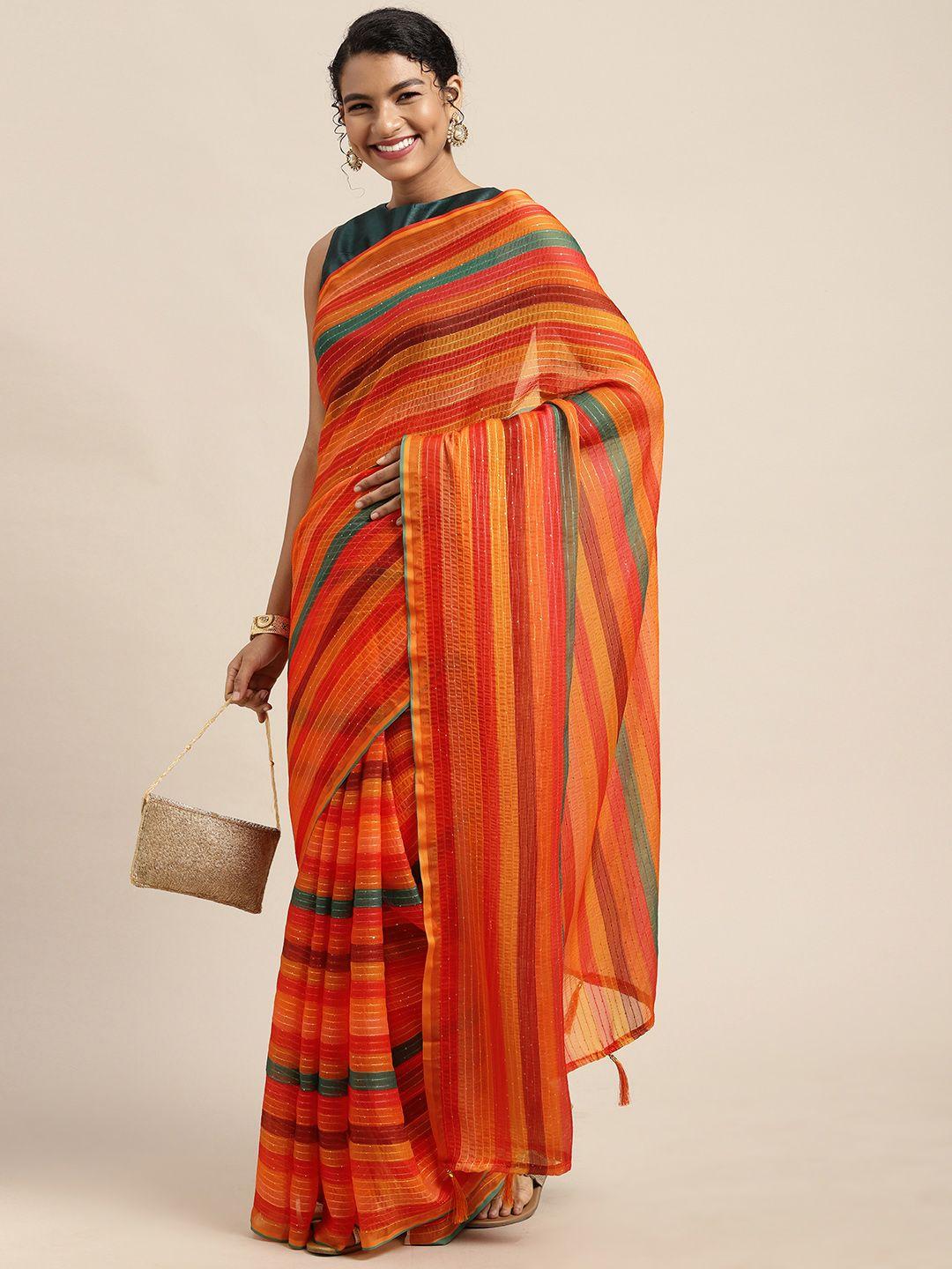 all about you multicoloured striped beads and stones saree