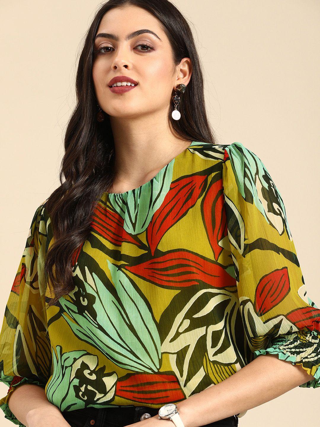 all about you multicoloured tropical print tropical top