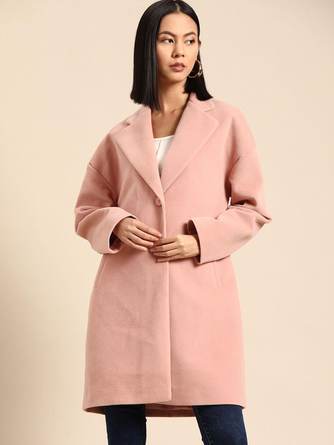 all about you notched lapel collar longline overcoat