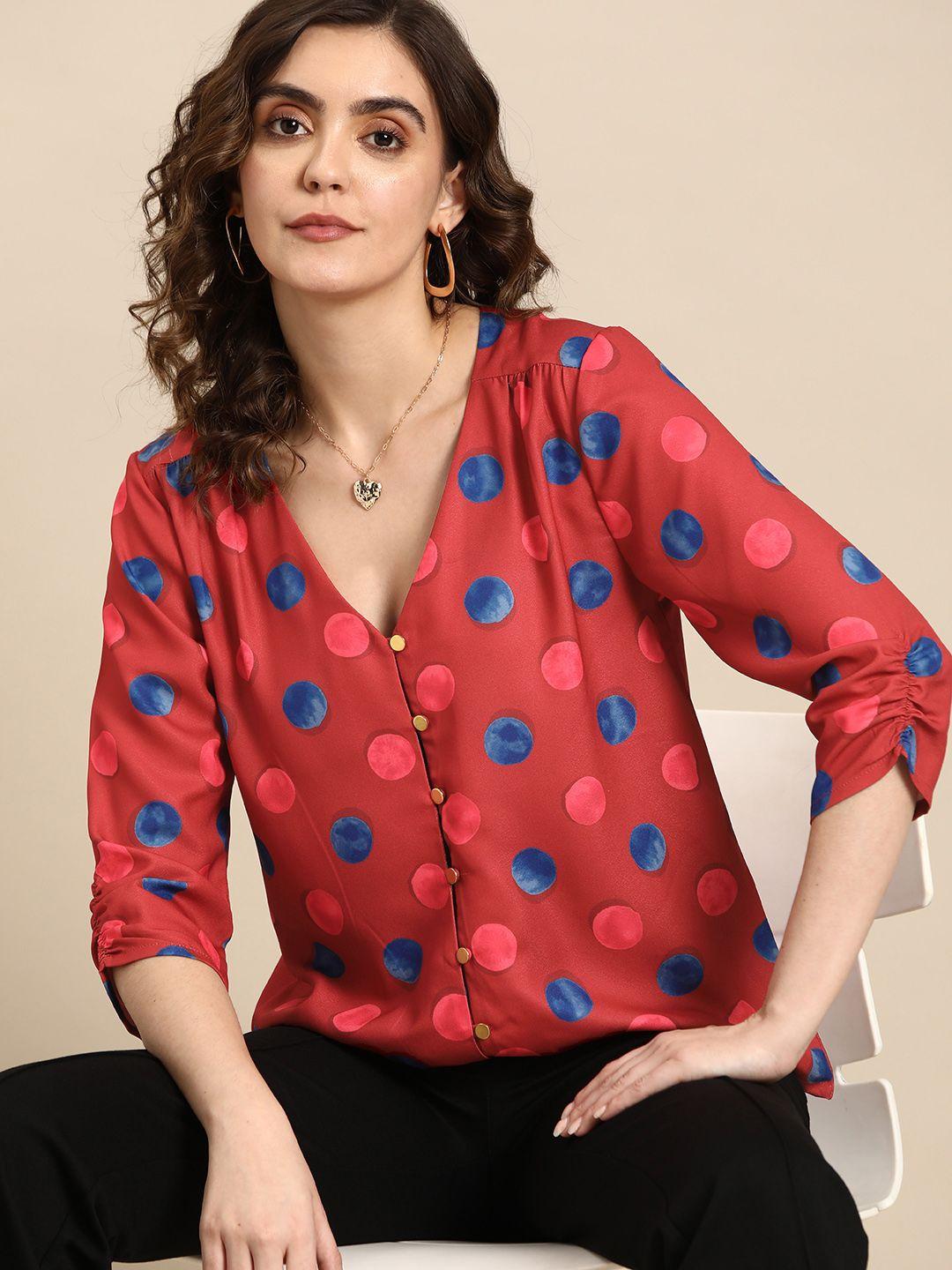 all about you polka dot print top