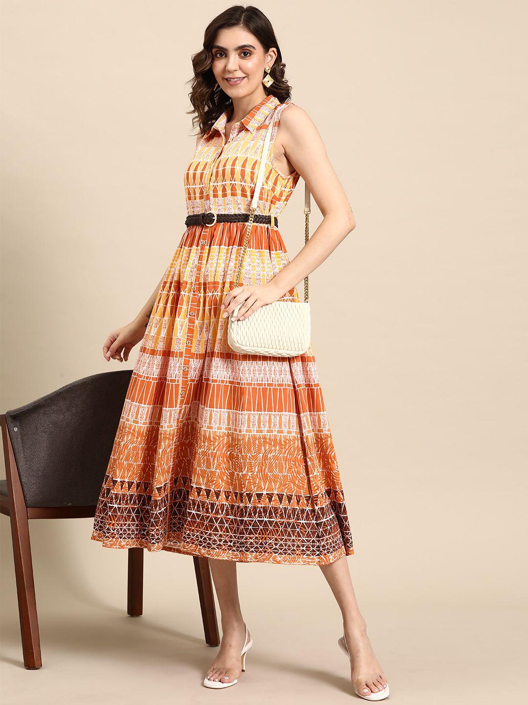 all about you printed midi ethnic dress