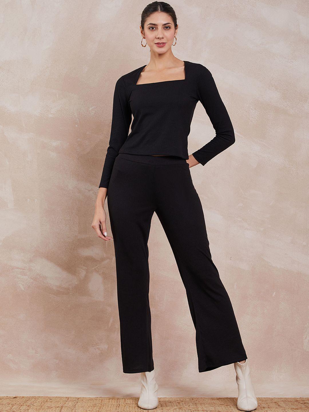 all about you ribbed square neck long sleeves top with trouser