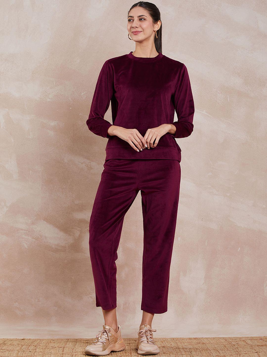 all about you round neck velvet t-shirt with trouser