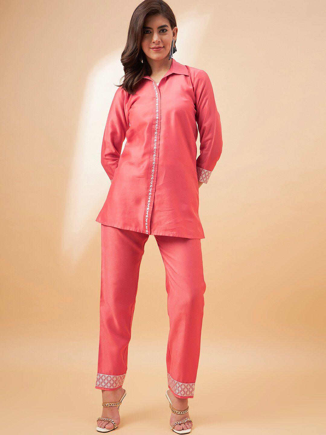 all about you shirt collar tunic with flared trouser co-ords