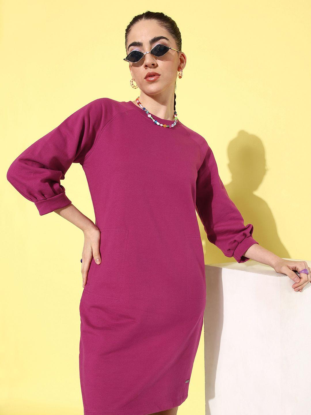 all about you solid round neck t-shirt dress