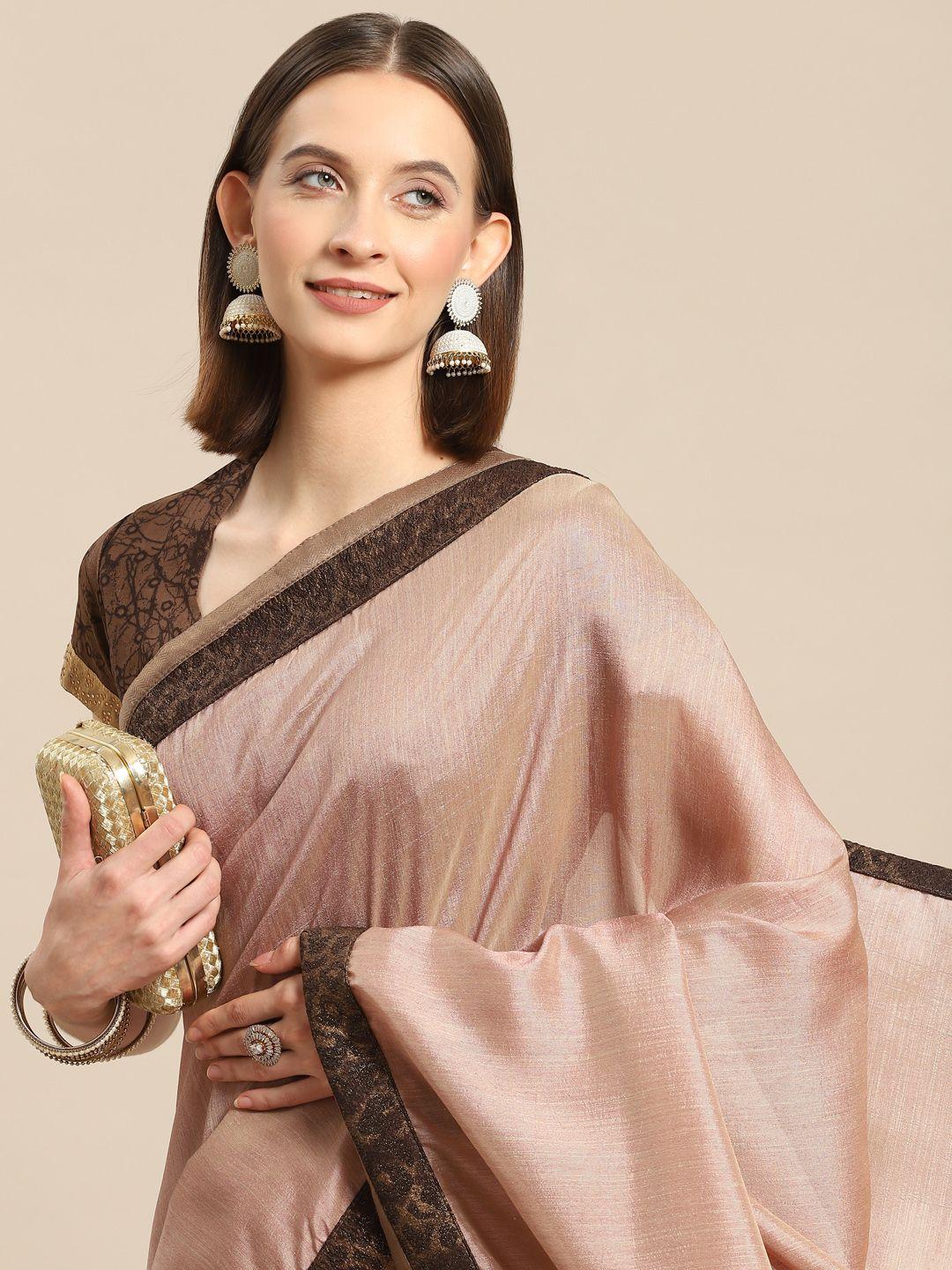 all about you taupe solid saree
