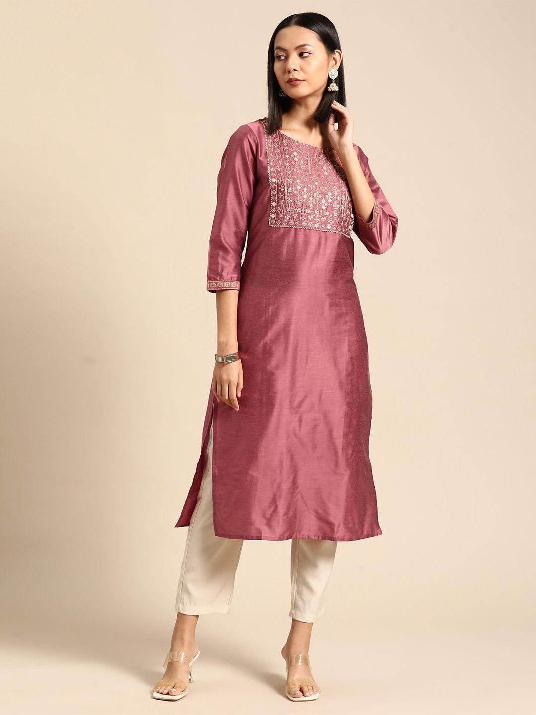 all about you thread work embroidered straight kurta