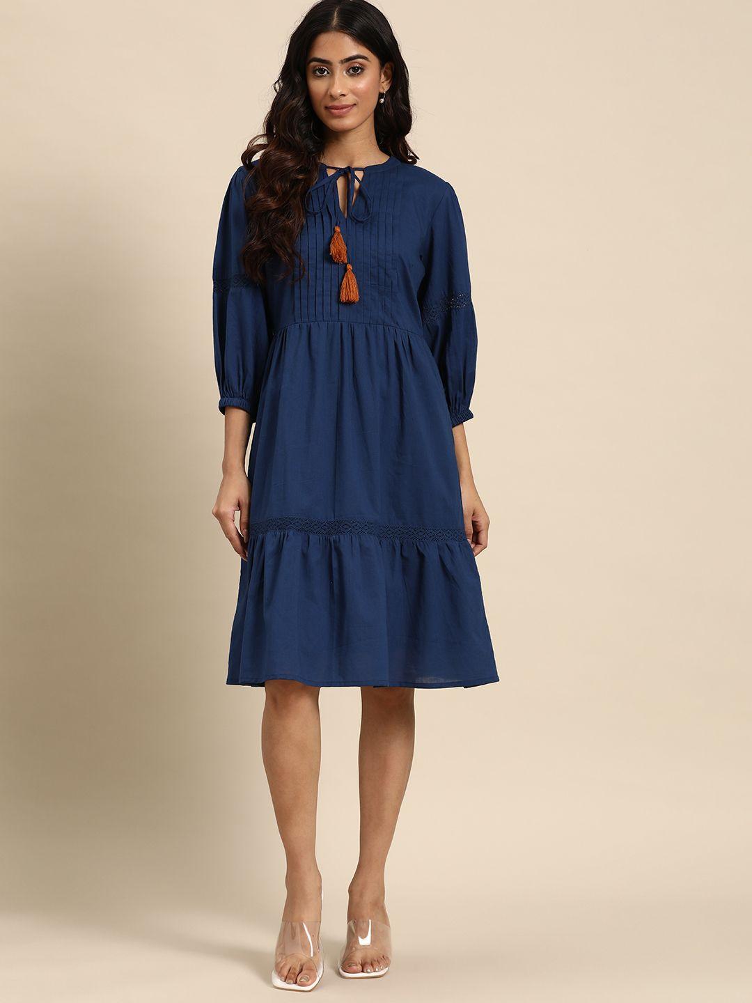 all about you tie-up neck pure cotton a-line dress