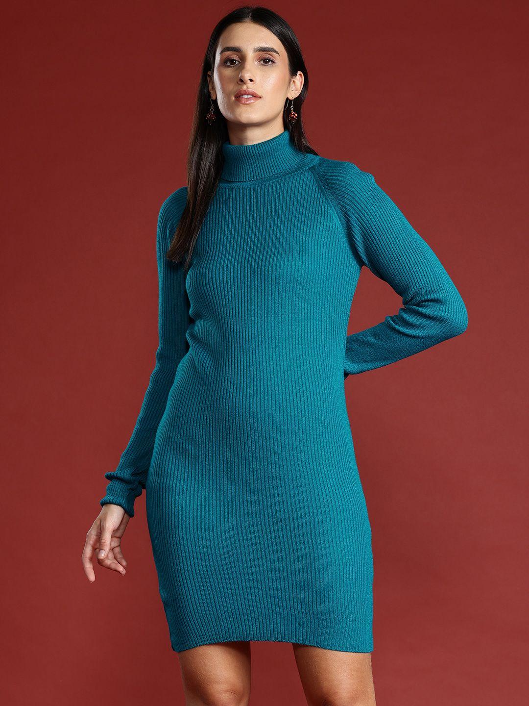 all about you turtle neck raglan sleeves ribbed acrylic jumper dress