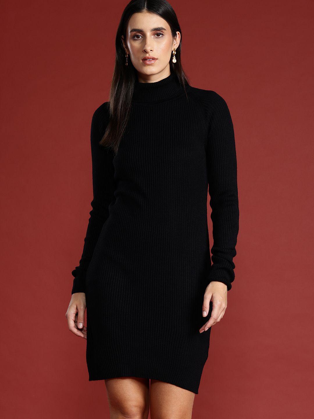 all about you turtle neck raglan sleeves ribbed acrylic jumper dress