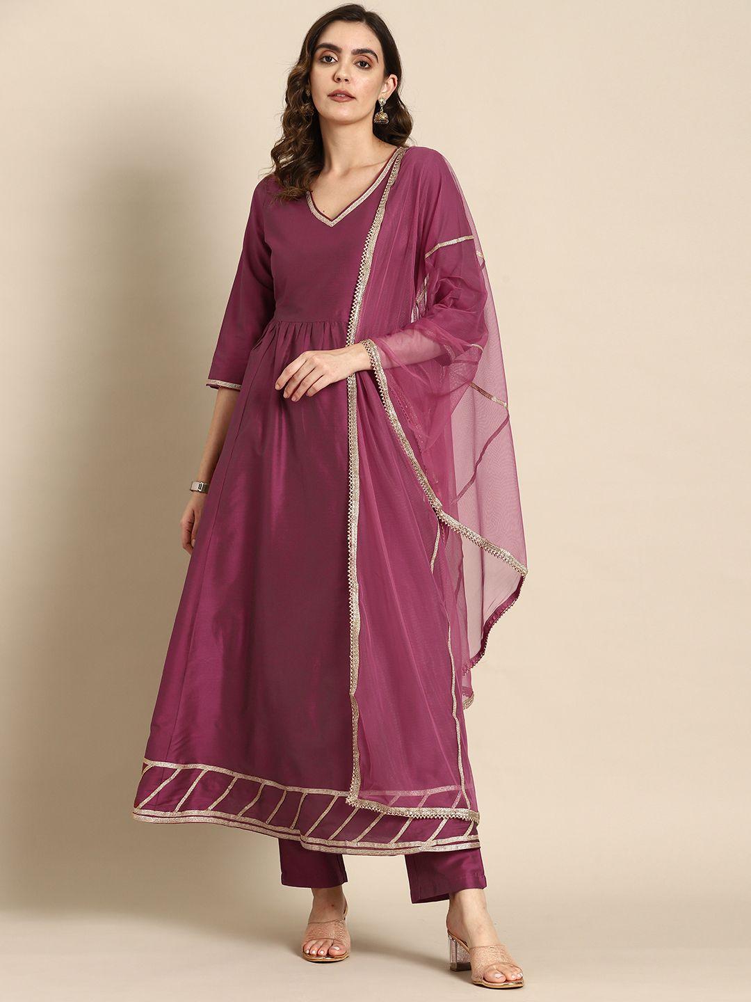 all about you v-neck gotta patti detail anarkali kurta with trousers