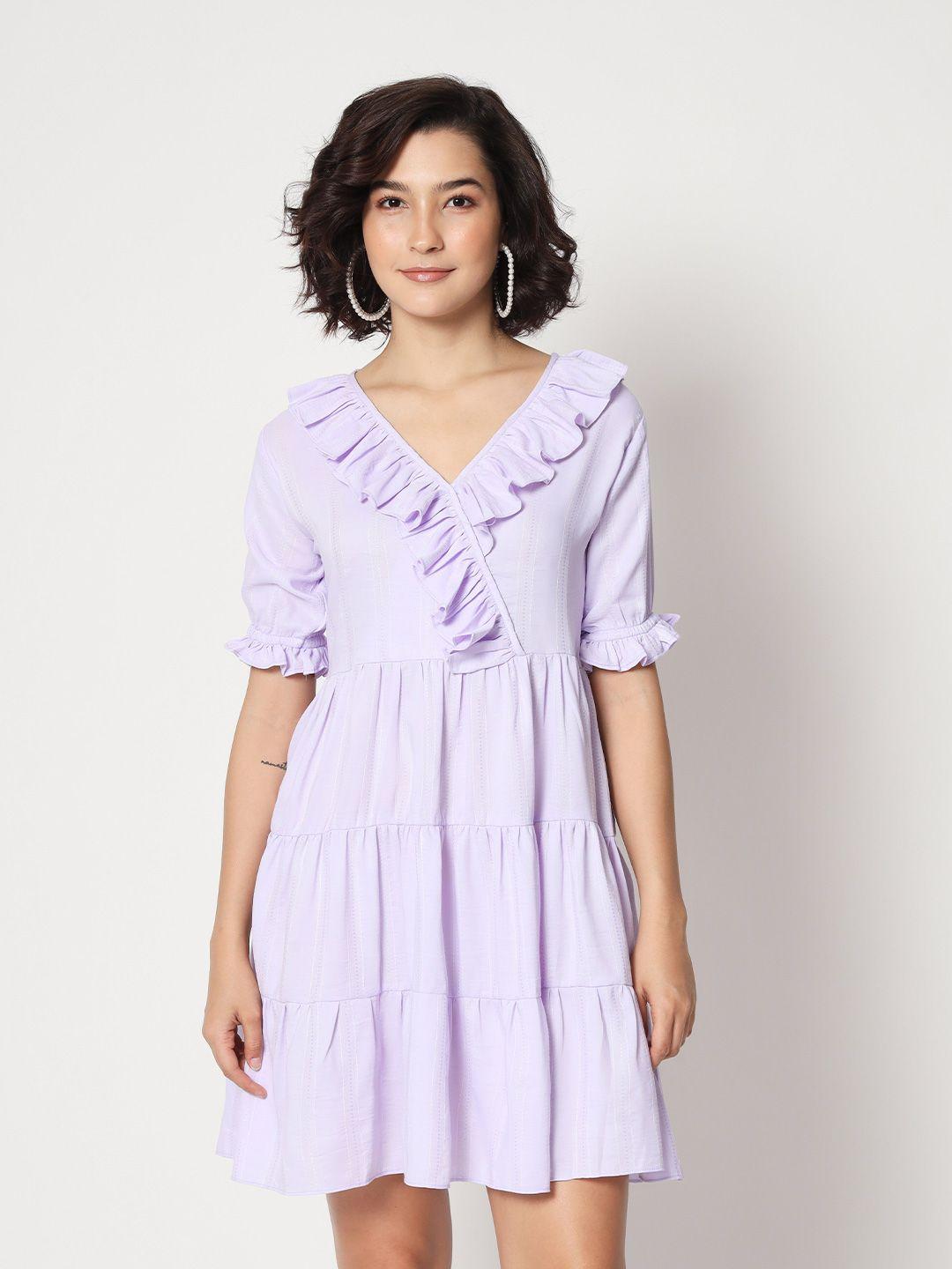 all about you v-neck ruffles tiered fit & flare dress