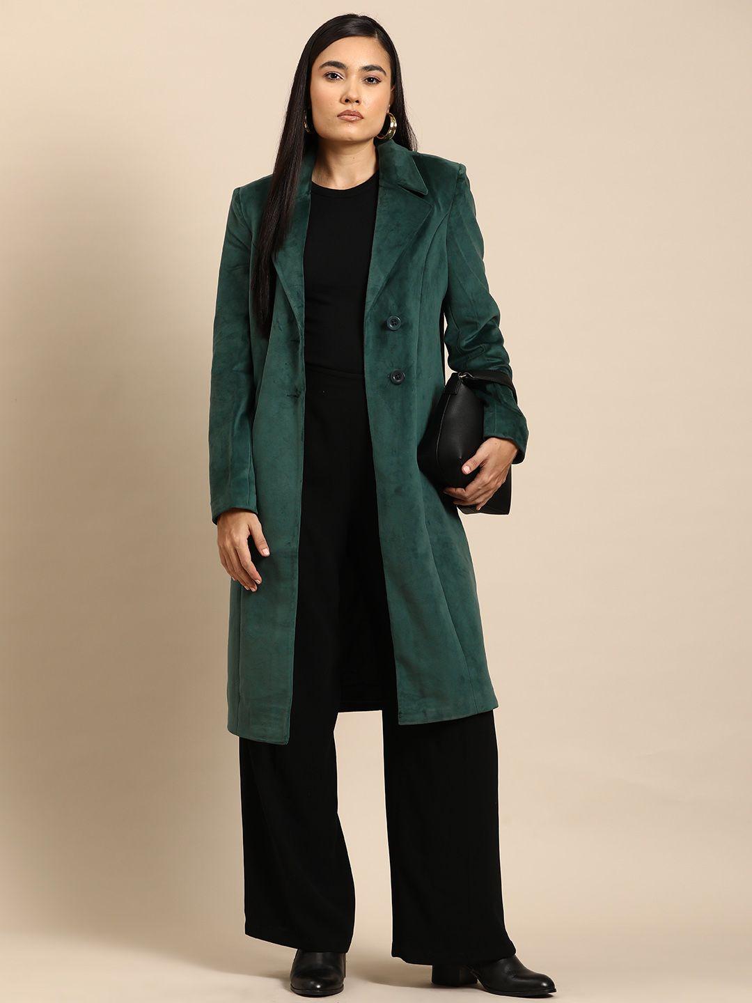 all about you velvet finish longline overcoat