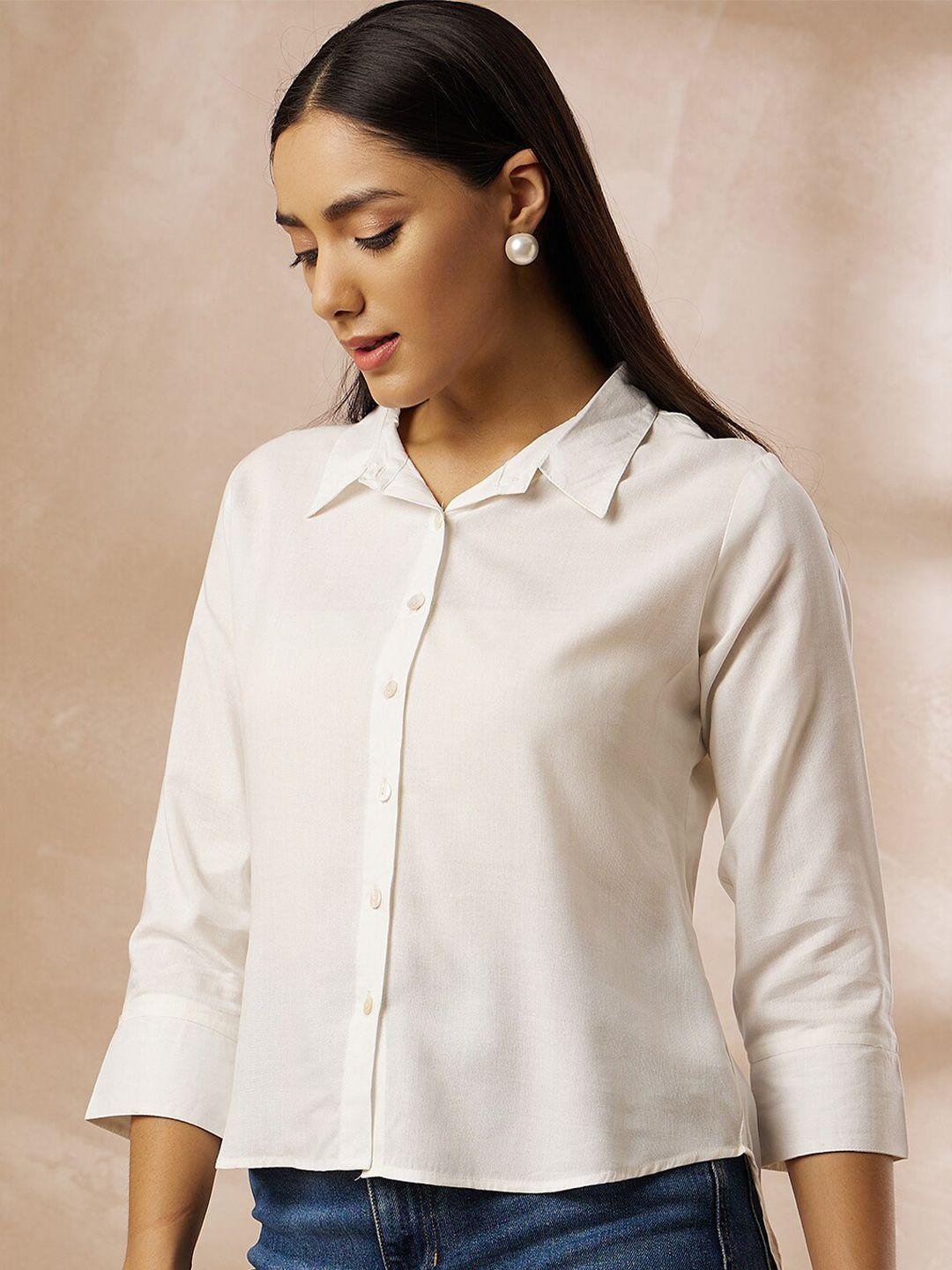 all about you white shirt collar cotton shirt style top