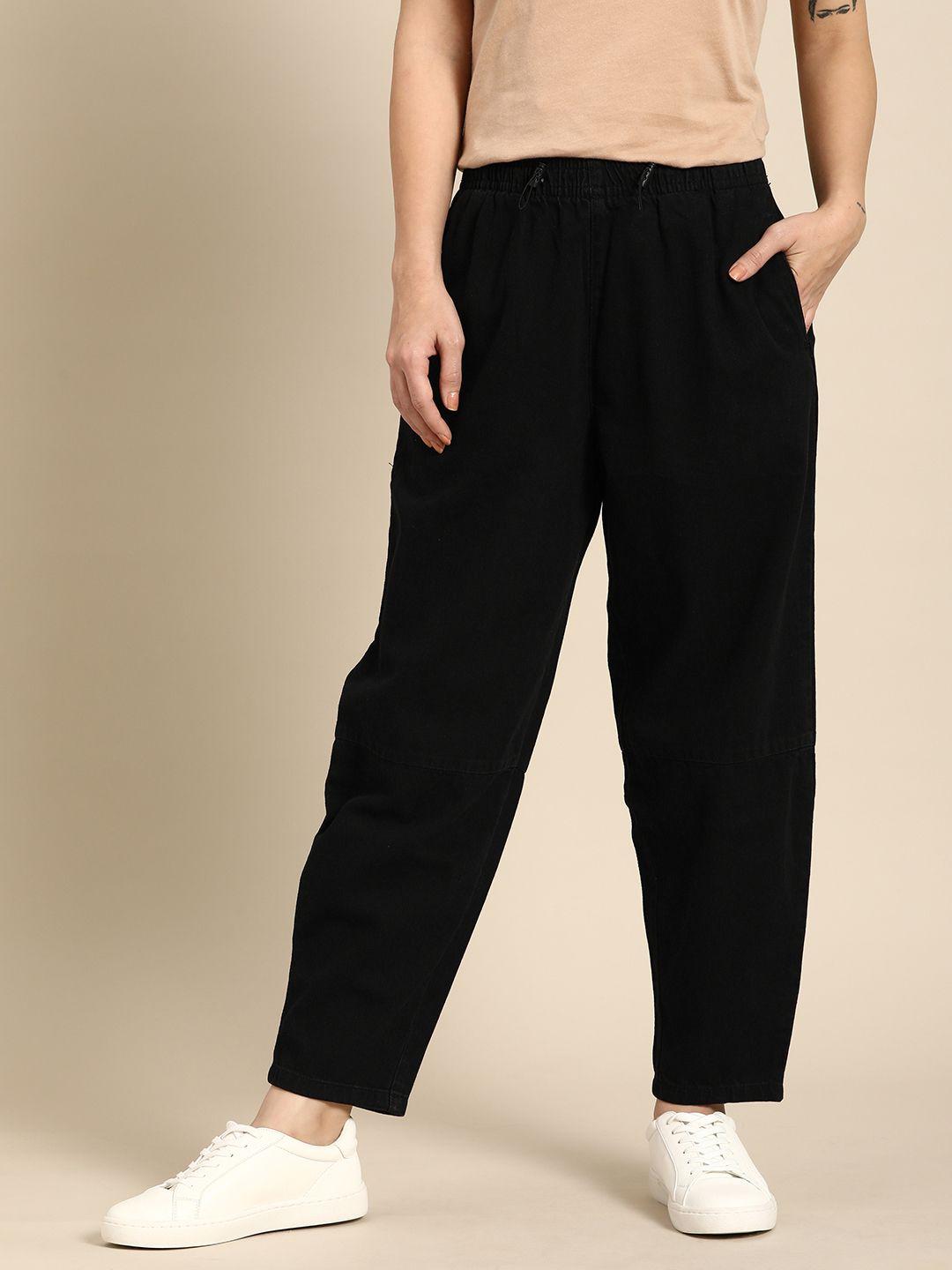 all about you women black cotton jogger