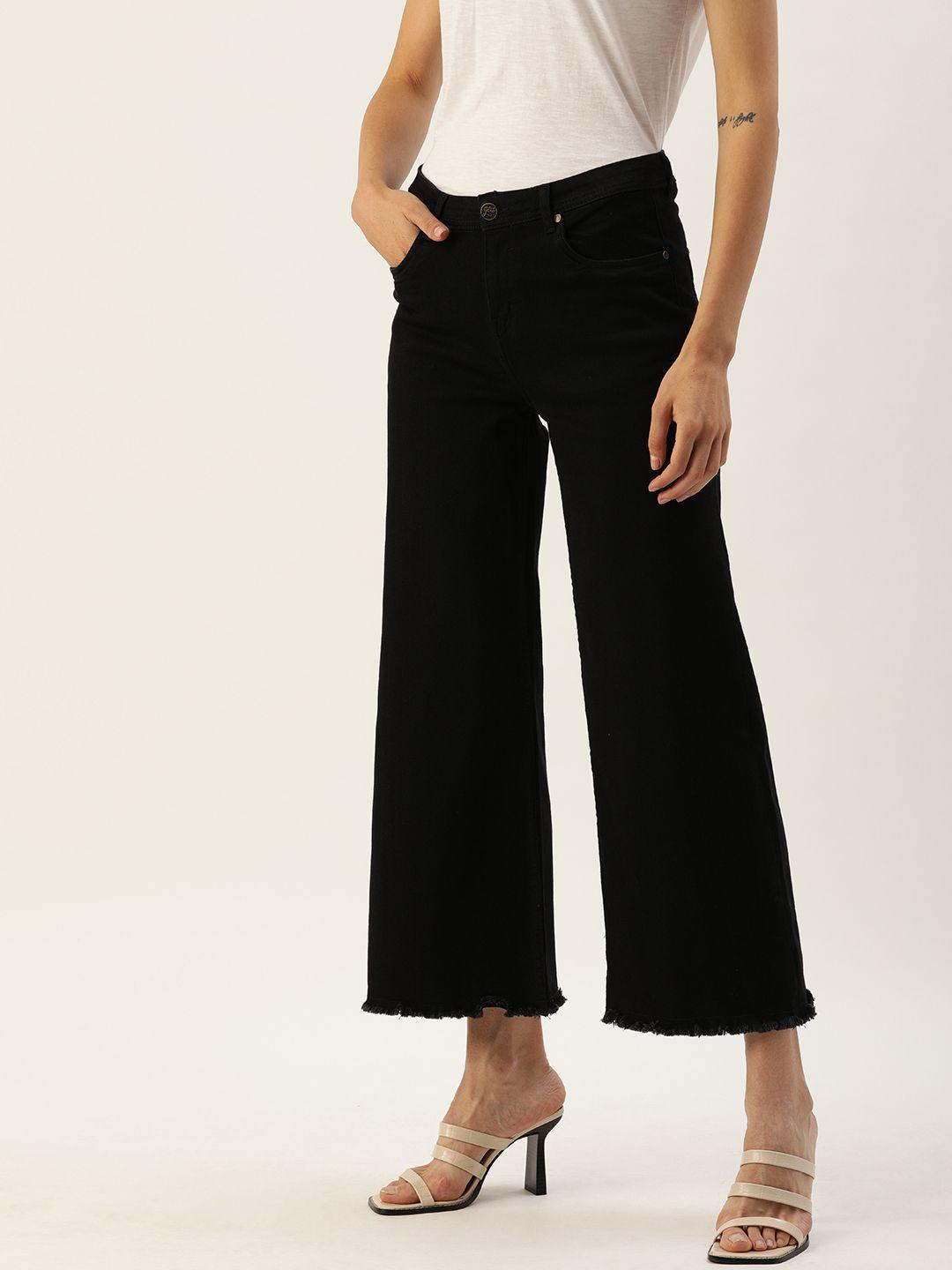 all about you women black flared high-rise cropped jeans