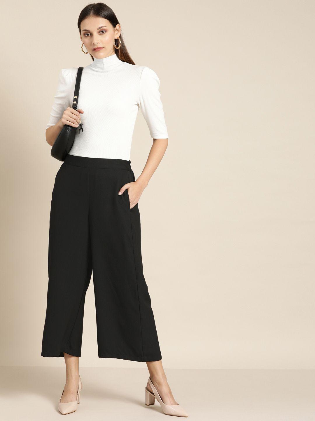 all about you women black loose fit culottes