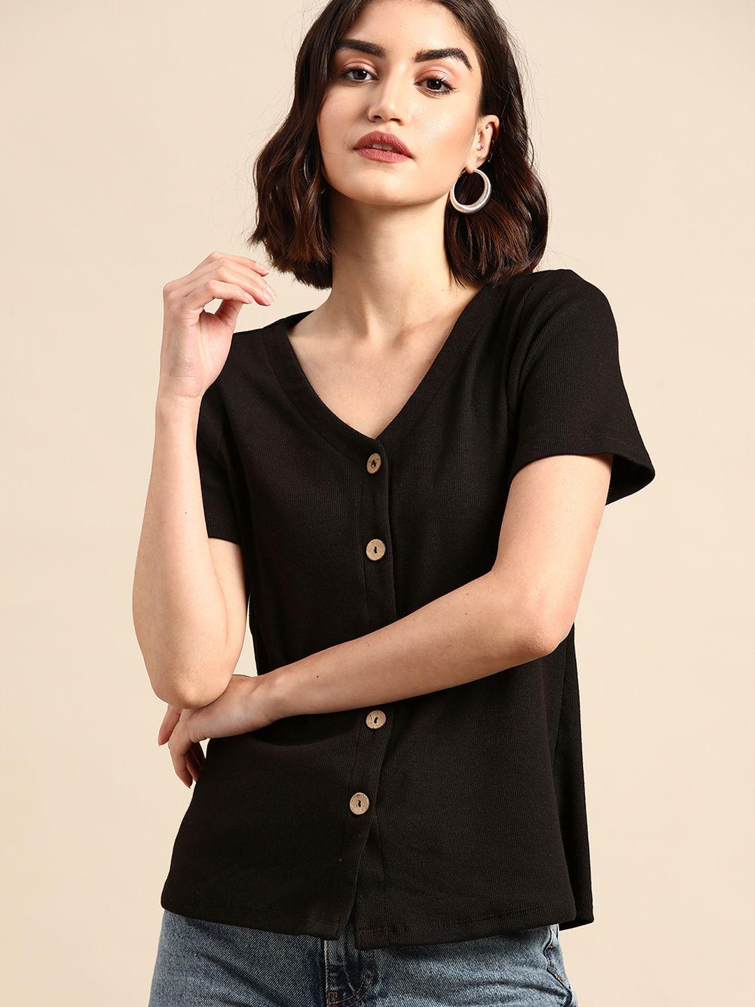 all about you women black solid top