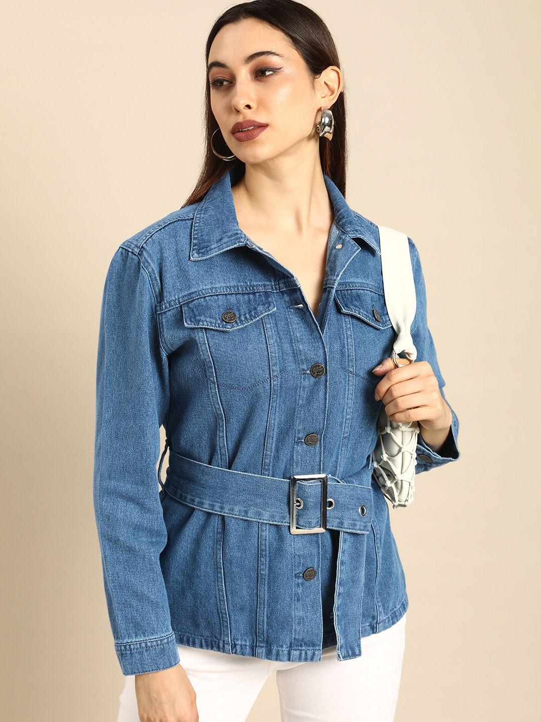 all about you women blue washed denim jacket